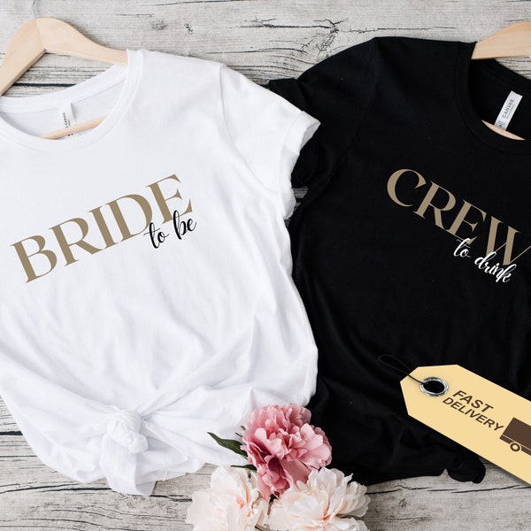 Minimalistisches Braut To Be Shirt für Frau, JGA Bride & Crew T-Shirt, Hochzeitsgeschenk für Bräute, Bachelorette Party Tshirt, Verlobung T-Shirt