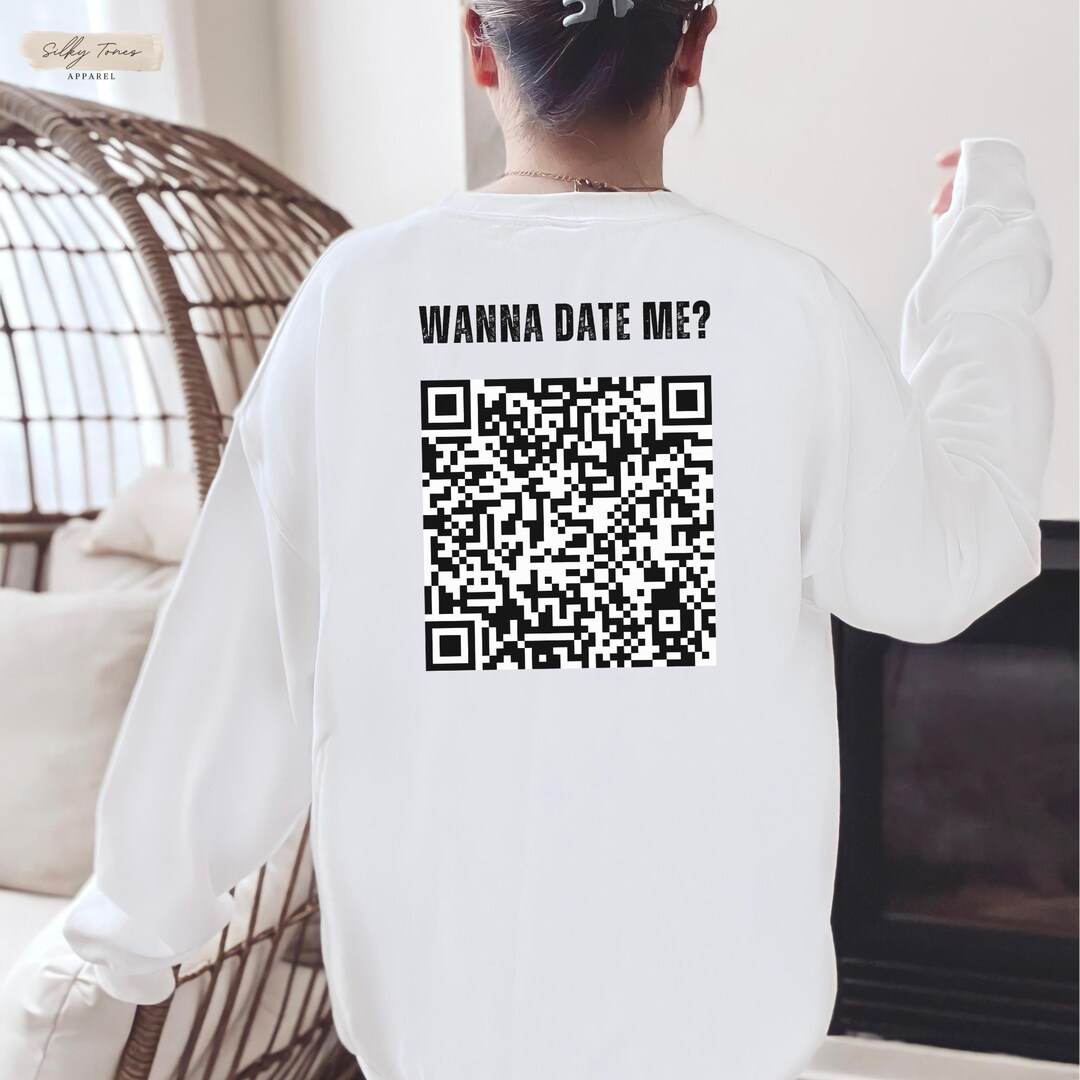 QR Code Wanna Date Me Shirt Front or Back Printed, Personalised QR Code ...