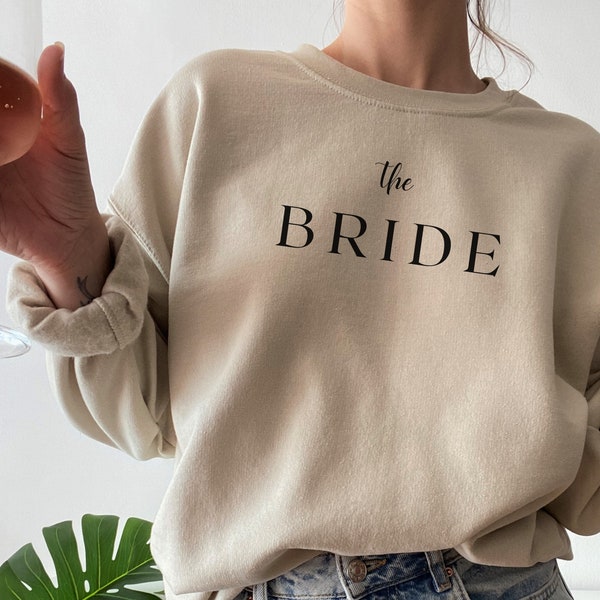 Woman's Minimalist JGA Bride Pullover, Aesthetic Bride Crew Neck , Bride Sweatshirt, Wedding gift for brides, Bride Sweater, Bridesmaid Gift