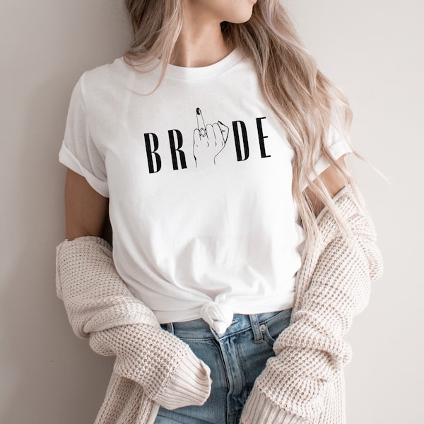 Chemises JGA uniques pour femme Mariée et tribu, Cadeau de mariage pour les mariées, T-shirt Team Bride, T-shirt Finger Ring Bride, Chemises minimalistes de l’équipe de mariée