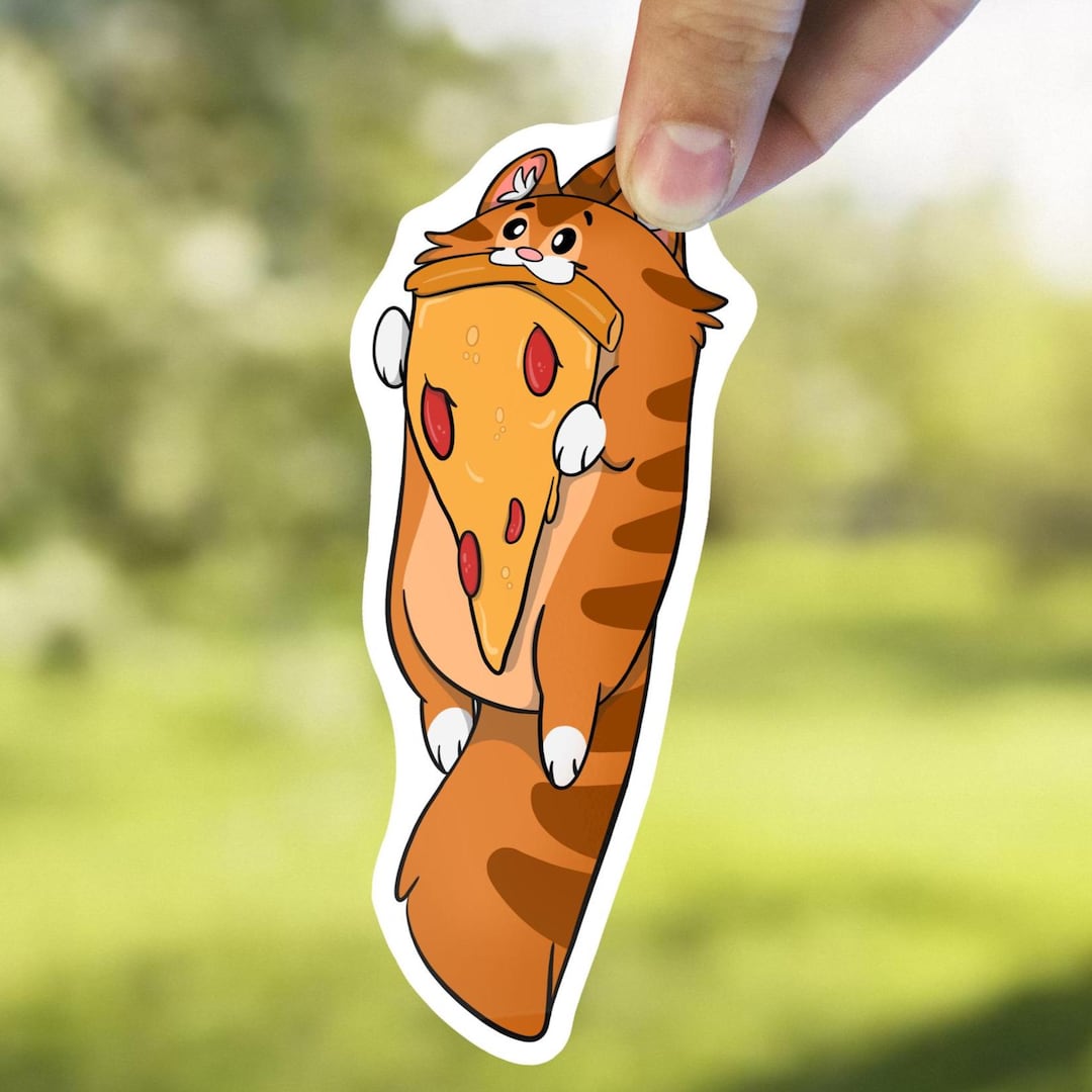 Pizza Cat Sticker || Orange Cat || Tuxedo || Vinyl Decal - Etsy