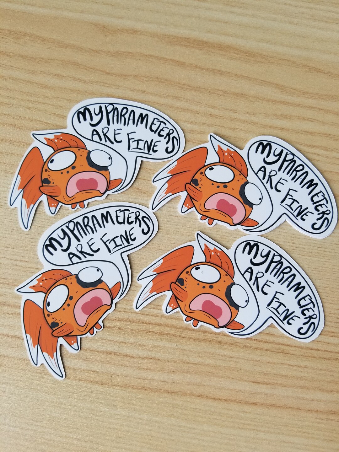 Goldfish Sticker Set of 4 My Parameters Are Fine - Etsy