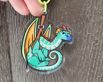 Haustier Drache Schlüsselanhänger || Glory The Rainwing || Flügel des Feuers