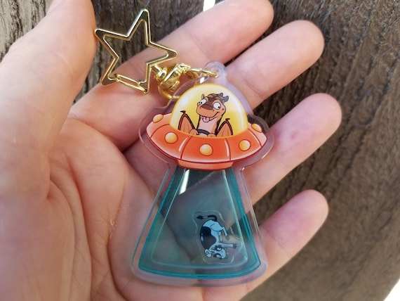 UFO Dragon Shaker Keychain || Wings of Fire || Clay the Mudwing - Etsy
