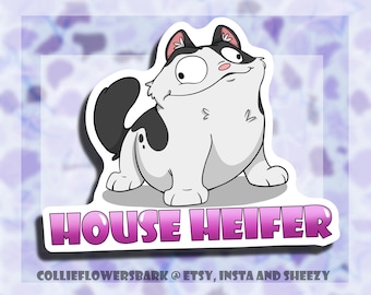 Cow Cat Sticker | Black and White Vinyl Decal