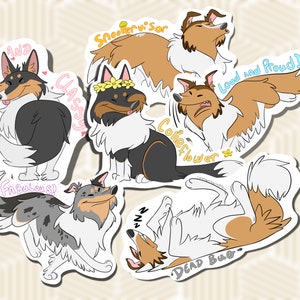 Pacchetto adesivi Rough Collie // Set di 6 // Adesivi per razze di cani