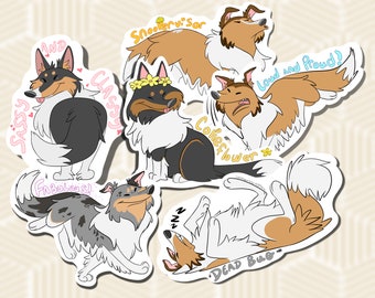 Rough Collie Sticker Pack || Set of 6 || Dog Breed Stickers