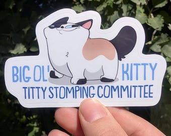 Pegatina de gatito pisoteando tetas