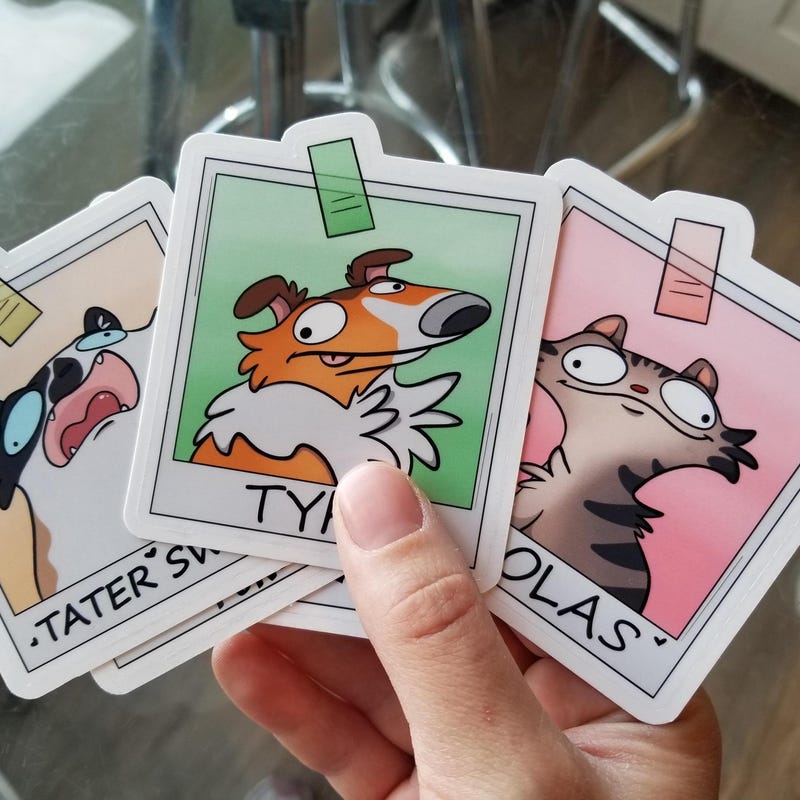 🎁Buy 2 FREE SHIPPING🎁 Personalized Pet Polaroid Stickers, Handmade Cats or Dogs Photo Stickers