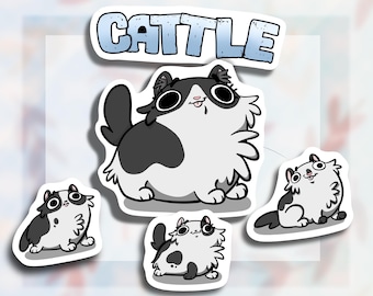 Black And White Cat Sticker Set | Cattle || Cat Humor || Cow Cats