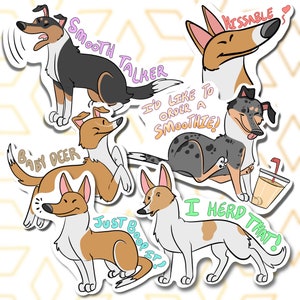 Pacchetto adesivi Smooth Collie // Set di 6 cani unici