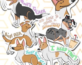 Smooth Collie Sticker Pack || Set of 6 Unique Dogs