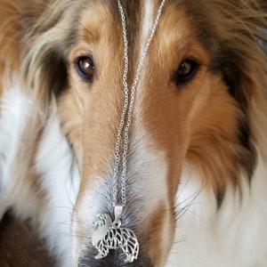 Rough Collie Necklace || Standing Dog Pendant