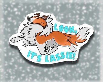Klistermärke med rough collie || Titta, det är Lassie!