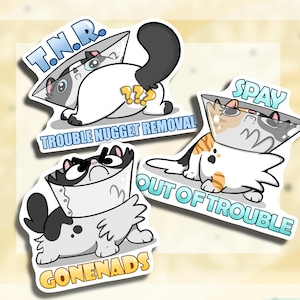 Spay And Neuter Sticker Bundle || 6 Stickers || Gonenads || Spay Out Of Trouble || TNR