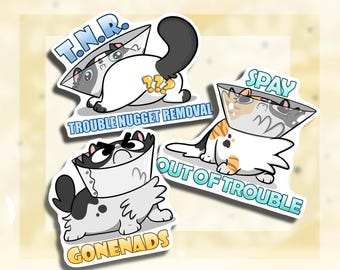 Spay And Neuter Sticker Bundle || Magnet || 6 Stickers || Gonenads || Spay Out Of Trouble || TNR