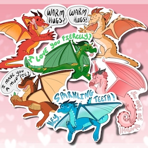 Pacchetto adesivi San Valentino Ali di fuoco // Set di 6 disegni sinceri