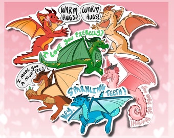 Wings of Fire Valentinstag Aufkleber || Set mit 6 herzlichen Designs