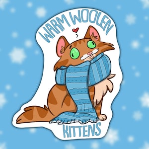 Stickers chatons || Chatons chauds en laine || Lot de 3 modèles différents || Chats d'hiver douillets ||