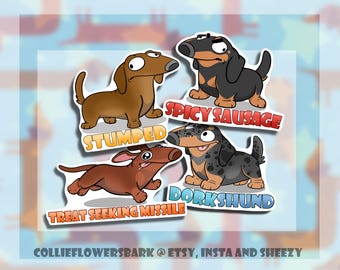 Dachshund Sticker Bundle || 4 Stickers || Stocking Stuffer