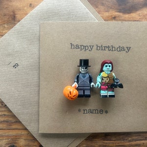 Gepersonaliseerde kaart Jubileum verjaardag, Jack Skellington Sally Nightmare Before Christmas Halloween minifiguur GRATIS VERZENDING VK Valentijnsdag