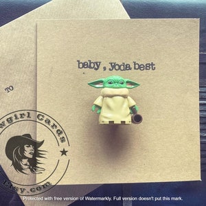 Handgestempeld minifiguur wenskaart Cadeau gepersonaliseerd Happy Birthday Valentines Baby, Yoda Best Star Wars GRATIS VERZENDING VK
