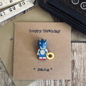 Carte de voeux miniature estampée à la main, cadeau personnalisé joyeux anniversaire hérisson, livraison gratuite au Royaume-Uni