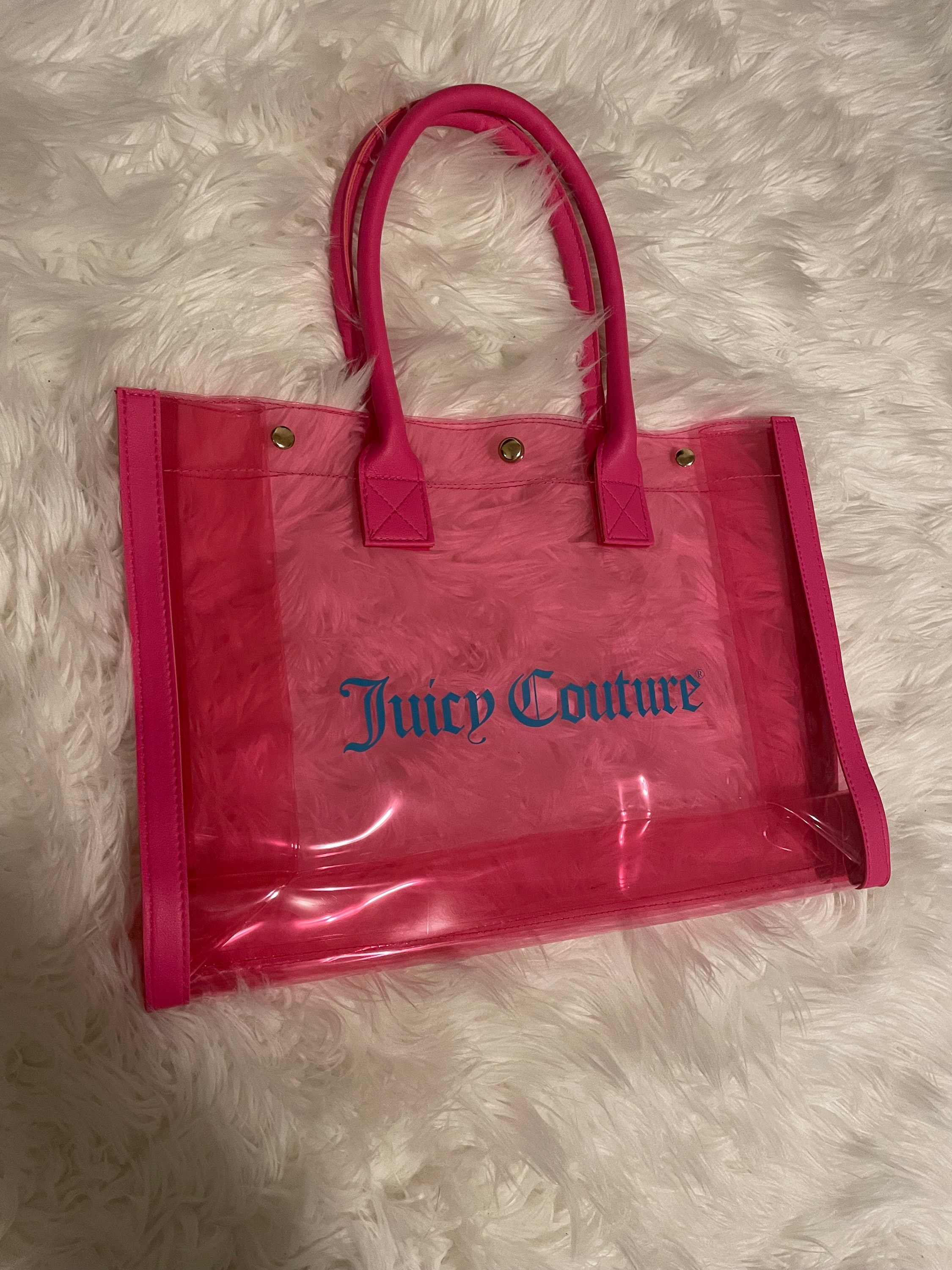 Juicy Couture Y2K Neon Pink Clear Tote Bag