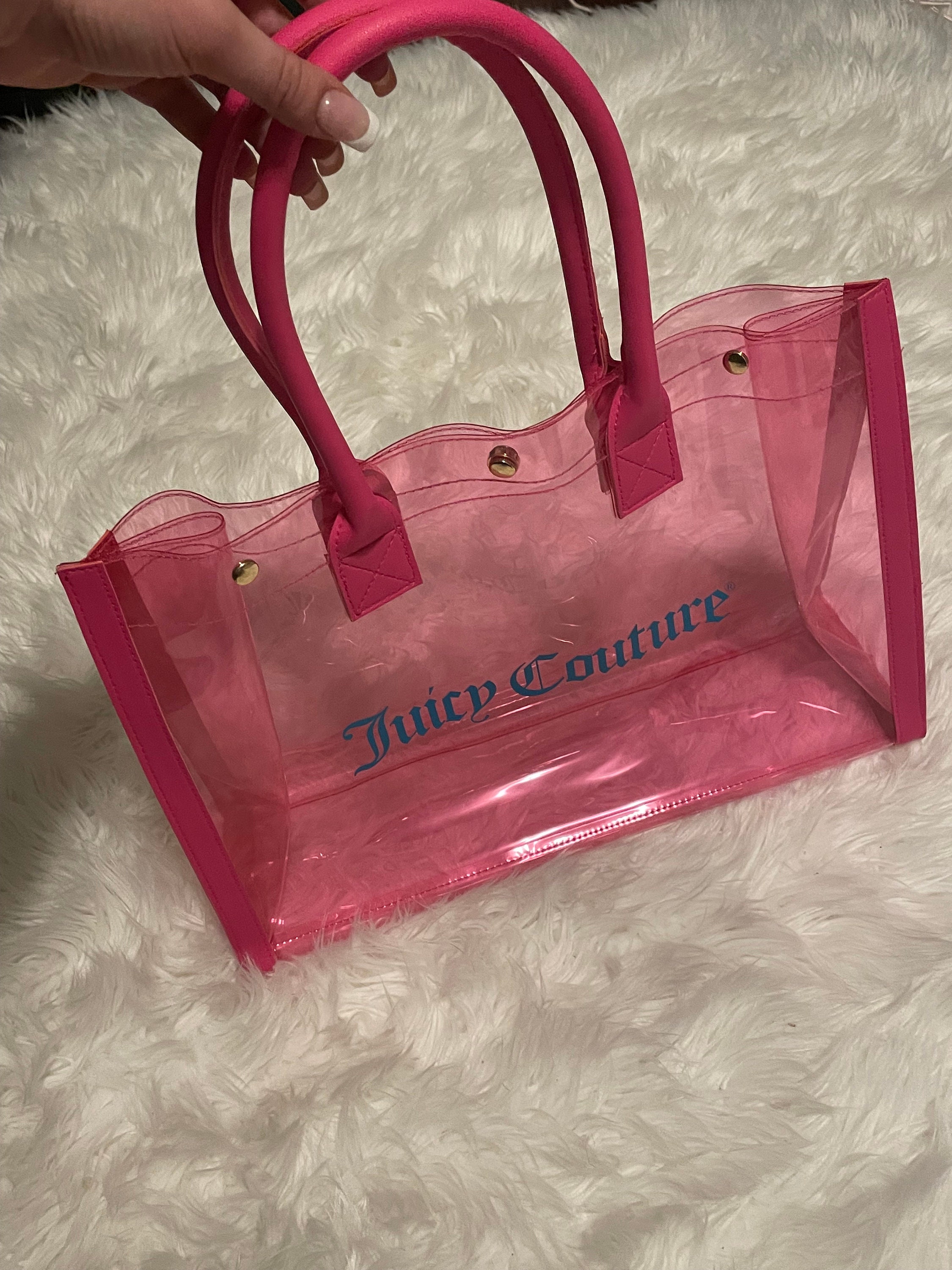 Juicy Couture, Bags, Juicy Couture Clear Plastic Tote Bag Blue With Pink  Brand New