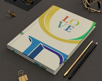 Lined Hardcover Matte Journal for Queer Friend, Rainbow Pride Colorful Love Notebook | L O V E Journal