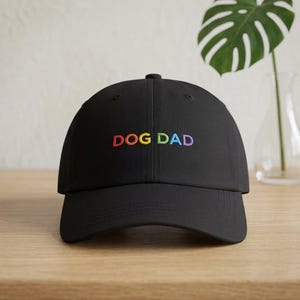Simple LGBTQ Embroidered Dog Dad Hat, Rainbow Minimalist Accessories, Queer Dog Lover Baseball Hat  | Gay Dog Daddy Classic Dad Cap