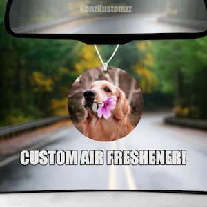 CUSTOM Personalized Photo Air Freshener Fresh Ice Scent, Citrus and Woods Scent, Car Accessory