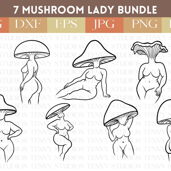 Mushroom lady SVG Bundle, mushroom SVG, Mushroom women SVG, shroom svg, Cut files for cricut, Trippy Svg, Digital download