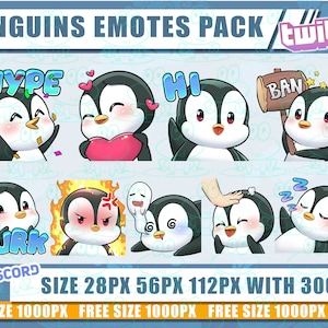 Penguin emotes, cute penguin, emotes twitch, emotes discord, chibi emotes, cute emotes, emotes bundle9, Twitch emotes pack9, penguin, emotes