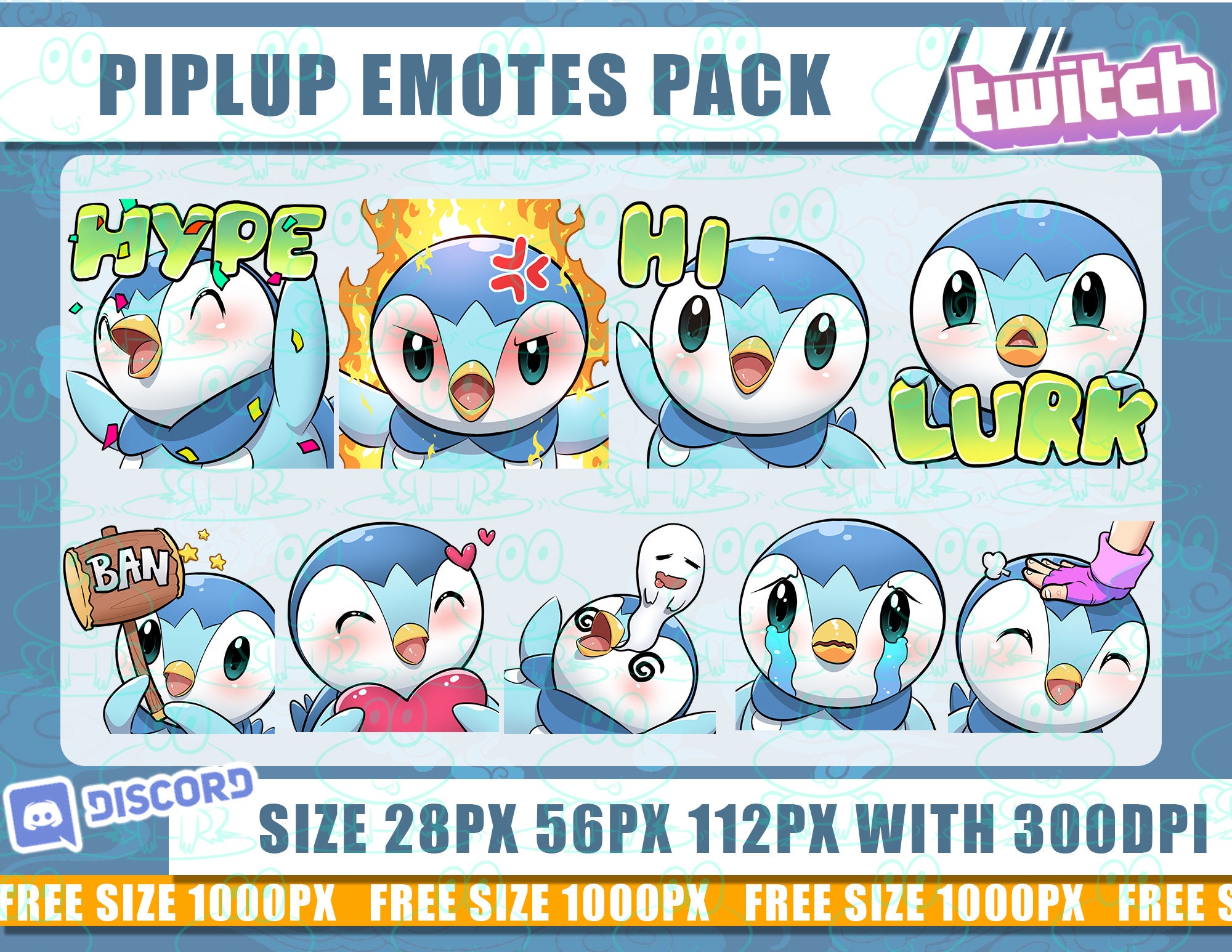 Piplup Twitch Emotes Pokemon Emotes Emotes Piplup Cute - Etsy Australia