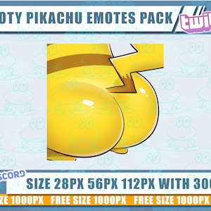 Booty Twitch emotes, Booty, Pokemon emotes, emotes, Pikachu emotes, emotes bundle, emote twitch, chibi emotes, Twitch emotes pack, discord