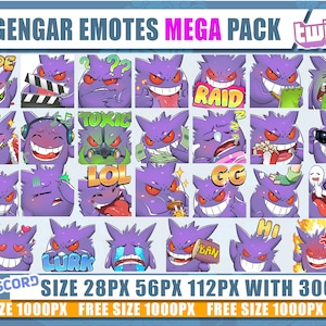 Gengar Twitch emotes, Pokemon emotes, emotes, Gengar cute emotes, emotes bundle, emotes twitch, chibi emotes, Twitch emotes pack9, discord