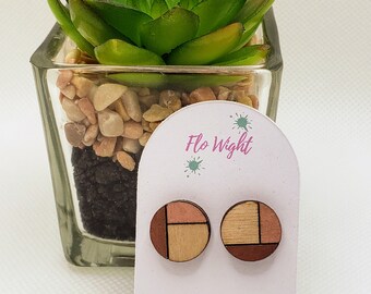 Laser Cut Wooden Stud Earrings