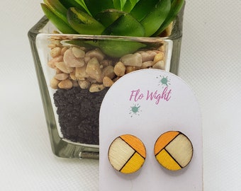 Laser Cut Wooden Stud Earrings