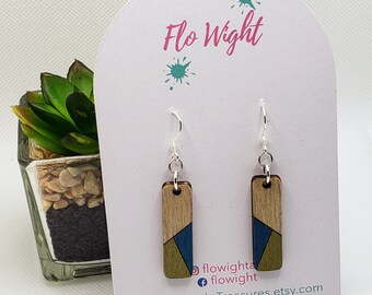 Laser Cut Wooden Geometric Dangle Earrings, lightweight, stainless steel, hypoallergenic