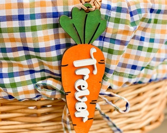 Easter Basket Tags, Custom Easter Basket Tag, Personalized Tags for Baskets, Kids Name Bunny Tag, Easter Decor, Carrot Easter, Gift Tag