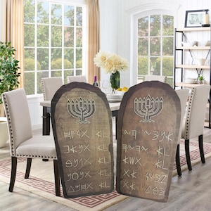 Handcrafted Wooden Ten Commandments Plaques in Hebrew