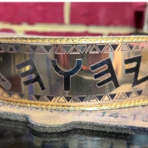 YAHAWAH Personalize stainless steel engraved on Genuine Leather headband headpiece