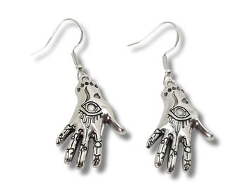 Spooky Hand Charm Earrings, Gifts For Her, Fun Jewellery, Halloween Earrings, Palm Reading