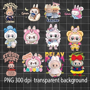 Labubu 12 PNG Digital Stickers & Mugs Template | 300 DPI Pop Mart Design Download for Crafts , Gifts