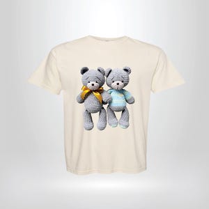 Teddy Bear T-Shirt Cute Plush Bear Duo Graphic Tee Soft Beige Unisex Shirt Gift for Bear Lovers Kids at Heart