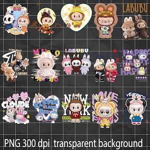 15 Digital Downloads 300 DPI Cute Monster Graphics Cartoon Labubu, Monster PNG Clipart Bundle