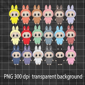 Cute Labubu PNG Pack 20 Digital Downloads for T-shirt Sublimation, Stickers & Print Cut Pop Mart Designs