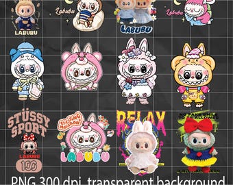 12 PNG cute labubu for digital download, T-shirt ,Labubu stickers, labubu t-shirt, print and cut PNG pop Mart