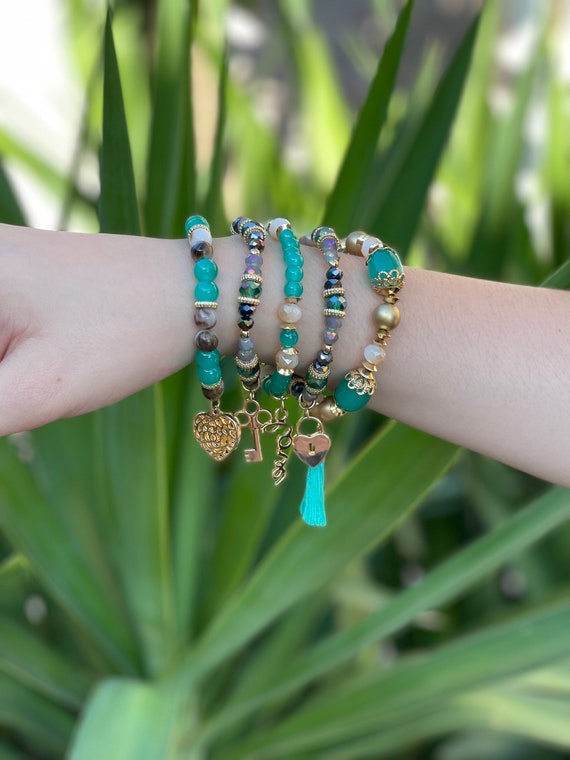 Turquoise Charm Bracelet Set